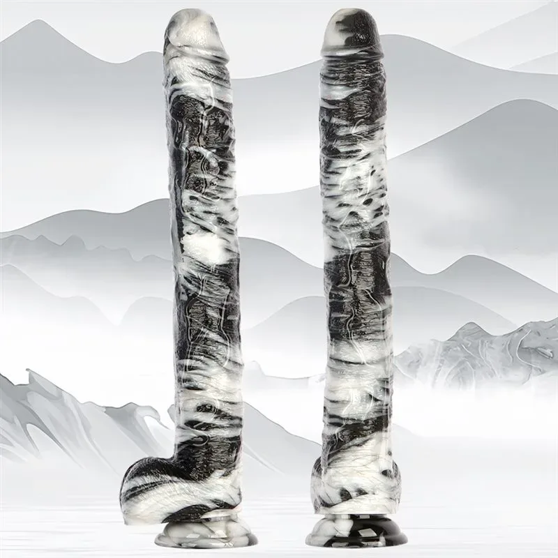 17 Inch Extra Long 2 Inch Wide Black-and-White PVC Realistic Dildo 2 17 Inch Extra Long 2 Inch Wide Black-and-White PVC Realistic Dildo 2