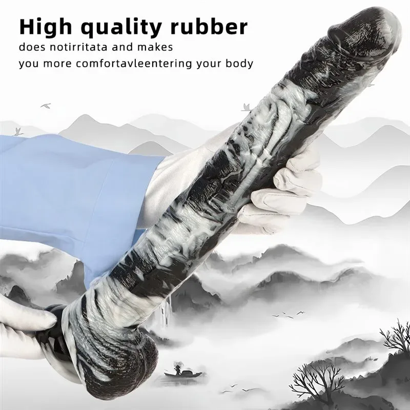 17 Inch Extra Long 2 Inch Wide Black-and-White PVC Realistic Dildo 3 17 Inch Extra Long 2 Inch Wide Black-and-White PVC Realistic Dildo 3