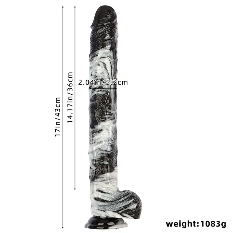 17 Inch Extra Long 2 Inch Wide Black-and-White PVC Realistic Dildo 1 17 Inch Extra Long 2 Inch Wide Black-and-White PVC Realistic Dildo 1