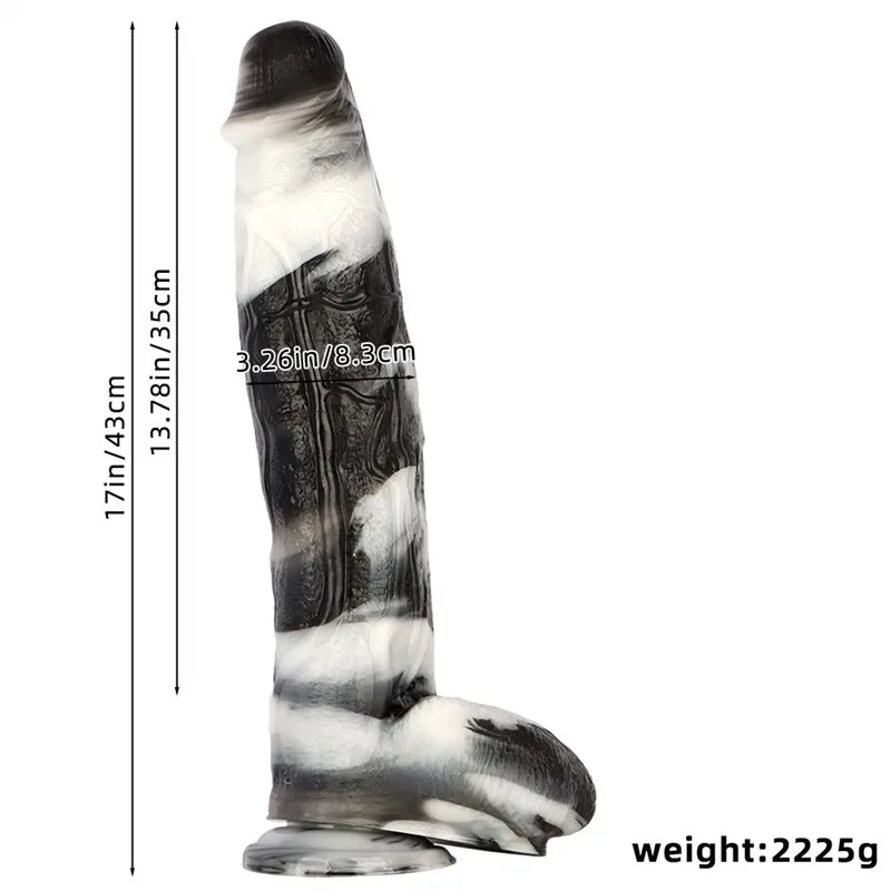 17 Inch Extra Long 3.2 Inch Wide Extreme Huge Black-and-White PVC Dildo 1 17 Inch Extra Long 3.2 Inch Wide Extreme Huge Black-and-White PVC Dildo 1