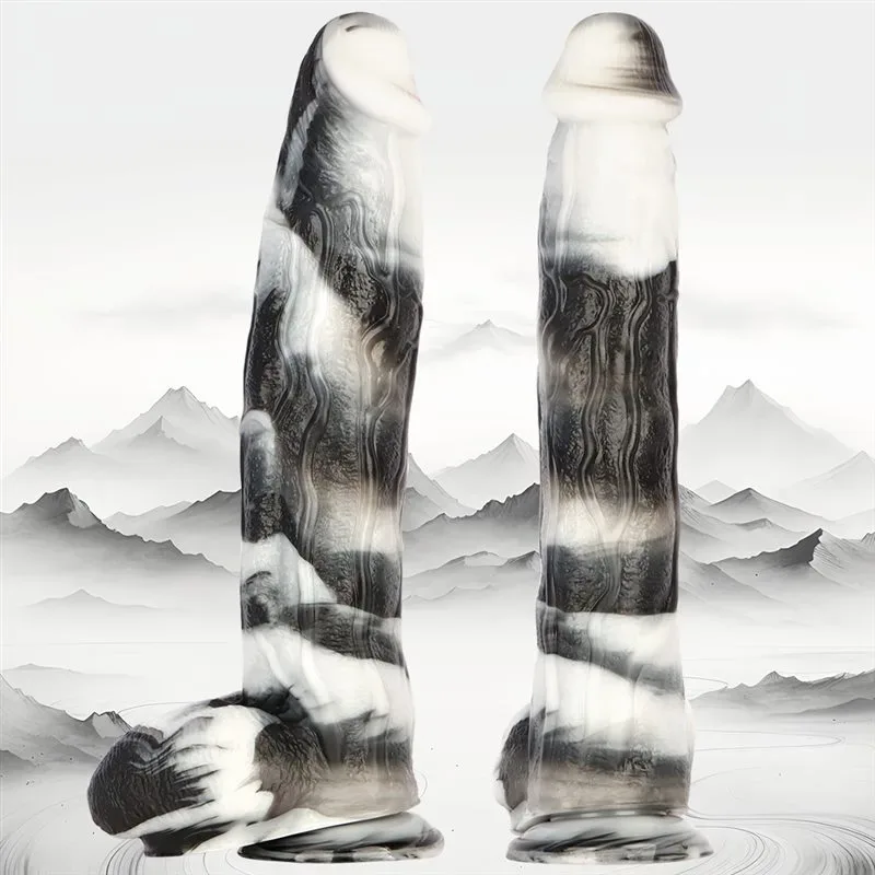 17 Inch Extra Long 3.2 Inch Wide Extreme Huge Black-and-White PVC Dildo 2 17 Inch Extra Long 3.2 Inch Wide Extreme Huge Black-and-White PVC Dildo 2