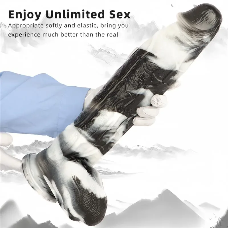 17 Inch Extra Long 3.2 Inch Wide Extreme Huge Black-and-White PVC Dildo 3 17 Inch Extra Long 3.2 Inch Wide Extreme Huge Black-and-White PVC Dildo 3