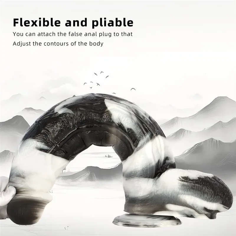 17 Inch Extra Long 3.2 Inch Wide Extreme Huge Black-and-White PVC Dildo 4 17 Inch Extra Long 3.2 Inch Wide Extreme Huge Black-and-White PVC Dildo 4