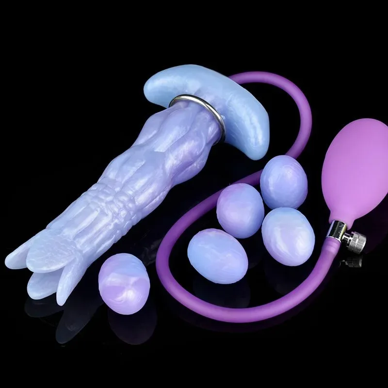 8 Inch Blue Alien Egg-Laying Dildo Silicone Ovipositor Sex Toy 2 8 Inch Blue Alien Egg-Laying Dildo Silicone Ovipositor Sex Toy 2