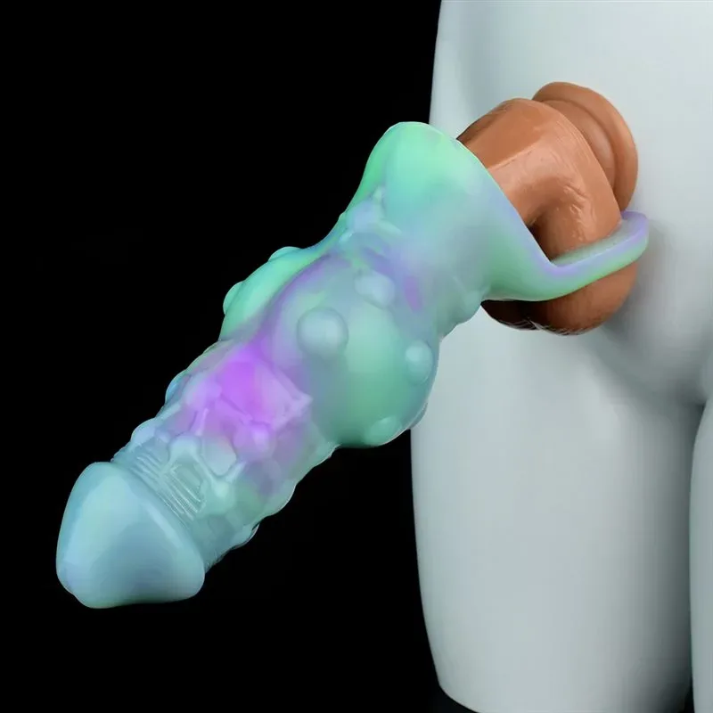 7.1 Inch Luminous Knotted Cock Sleeve Fantasy Beaded Penis Sheath 2 7.1 Inch Luminous Knotted Cock Sleeve Fantasy Beaded Penis Sheath 2