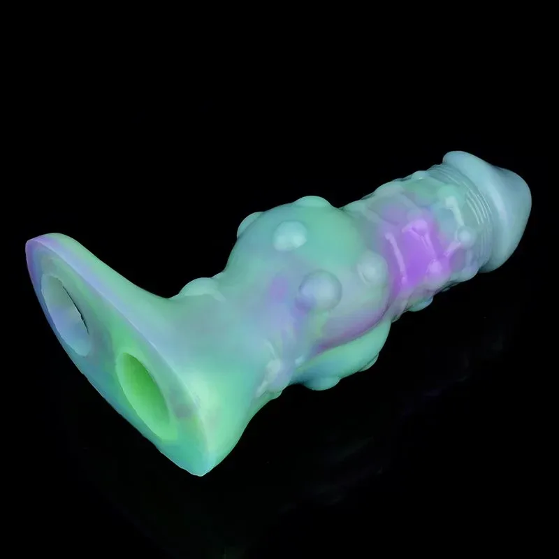 7.1 Inch Luminous Knotted Cock Sleeve Fantasy Beaded Penis Sheath 7 7.1 Inch Luminous Knotted Cock Sleeve Fantasy Beaded Penis Sheath 7