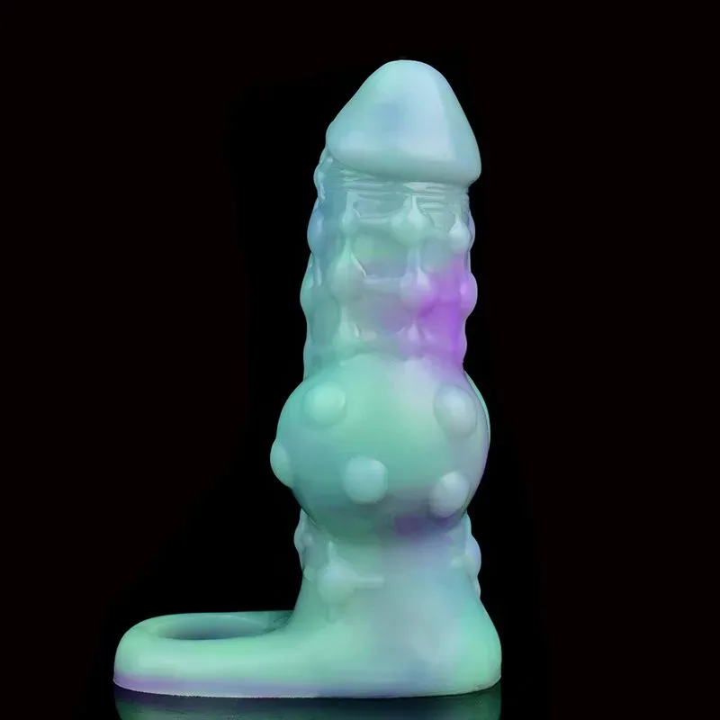 7.1 Inch Luminous Knotted Cock Sleeve Fantasy Beaded Penis Sheath 4 7.1 Inch Luminous Knotted Cock Sleeve Fantasy Beaded Penis Sheath 4