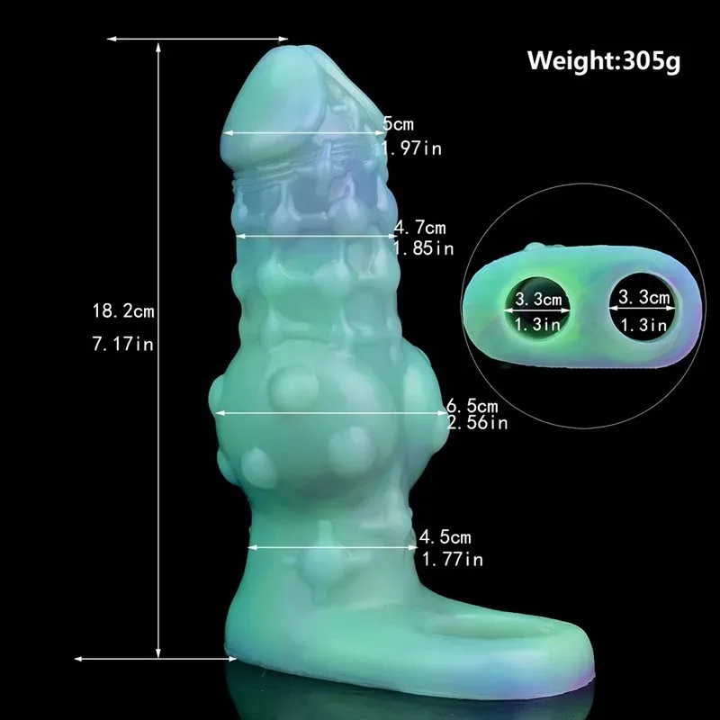 7.1 Inch Luminous Knotted Cock Sleeve Fantasy Beaded Penis Sheath 1 7.1 Inch Luminous Knotted Cock Sleeve Fantasy Beaded Penis Sheath 1