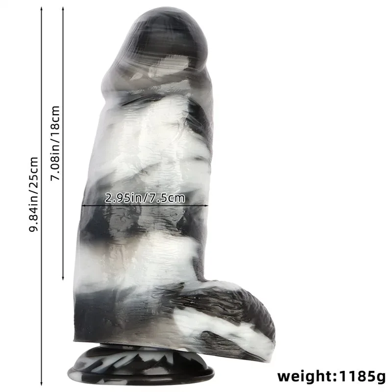9.5 Inch Long 2.9 Inch Wide Big Firmness Black-and-White PVC Realistic Dildo 1 9.5 Inch Long 2.9 Inch Wide Big Firmness Black-and-White PVC Realistic Dildo 1