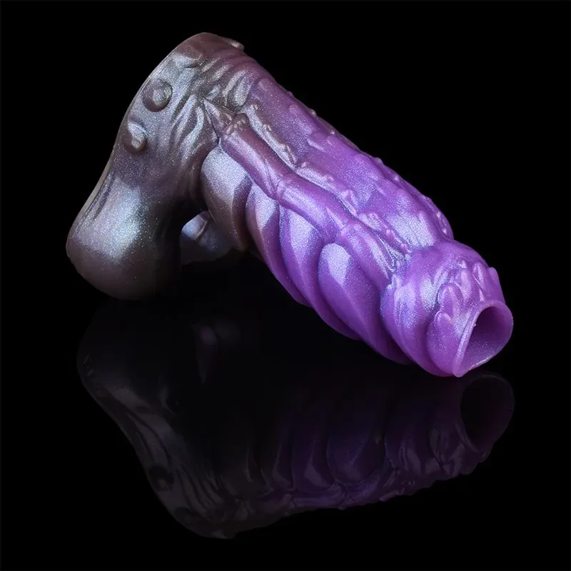 5.6 Inch Open Headed Dragon Cock Sleeve with 3 Build-In Skeleton 7 5.6 Inch Open Headed Dragon Cock Sleeve with 3 Build-In Skeleton 7