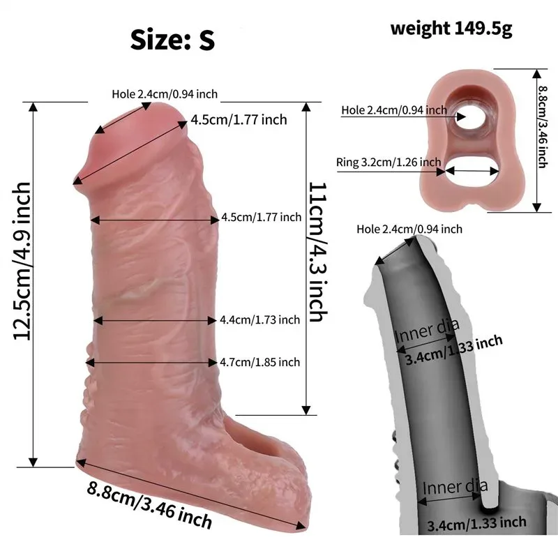 4.9/5.5 Inch Open Tip Soft & Stretchy Real Feel Penis Sleeve 1 4.9/5.5 Inch Open Tip Soft & Stretchy Real Feel Penis Sleeve 1