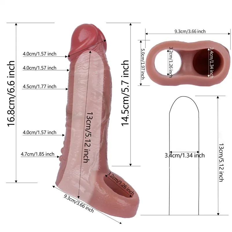 6.6 Inch Real Textured Penis Extension Sleeve Silicone Cock Sheath 1 6.6 Inch Real Textured Penis Extension Sleeve Silicone Cock Sheath 1