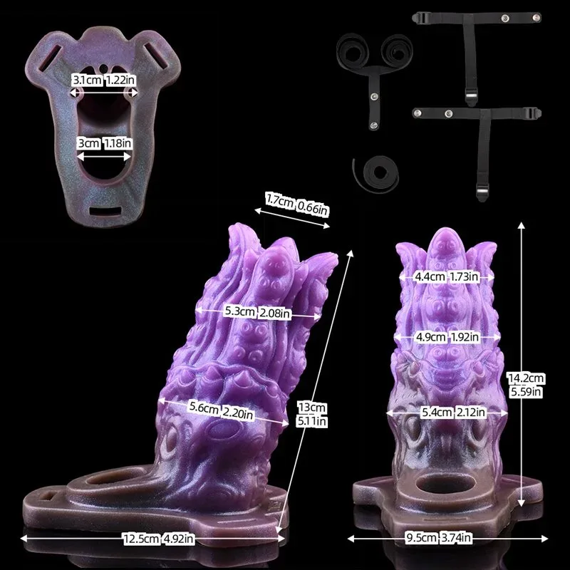 5.1 Inch Purple Strap On Tentacle Cock Sleeve Silicone Penis Cover 1 5.1 Inch Purple Strap On Tentacle Cock Sleeve Silicone Penis Cover 1