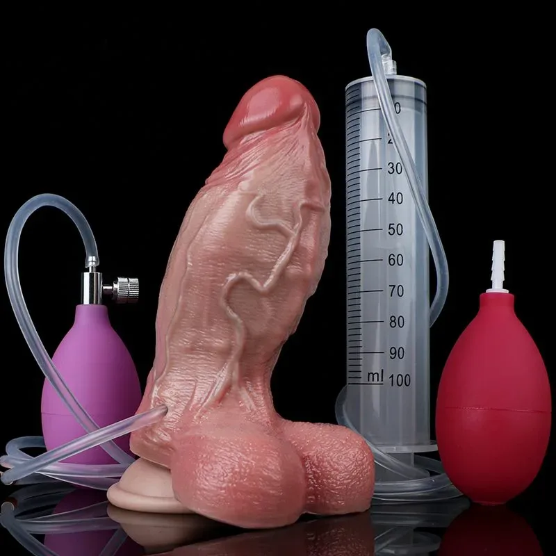 6.5 IN Short Fat Ejaculating and Inflatable Texture Realistic Dildo 2 6.5 IN Short Fat Ejaculating and Inflatable Texture Realistic Dildo 2