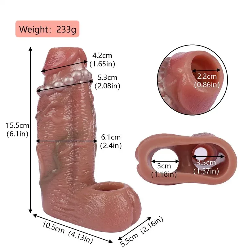6.1 Inch Realistic Penis Sleeve Comfortable Silicone Cock Extender 1 6.1 Inch Realistic Penis Sleeve Comfortable Silicone Cock Extender 1
