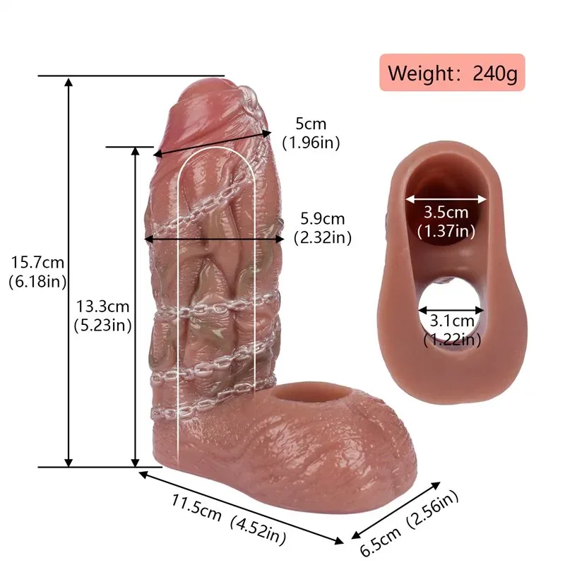 6.1 Inch Textured Lifelike Cock Sleeve Soft Penis Girth Extender 1 6.1 Inch Textured Lifelike Cock Sleeve Soft Penis Girth Extender 1
