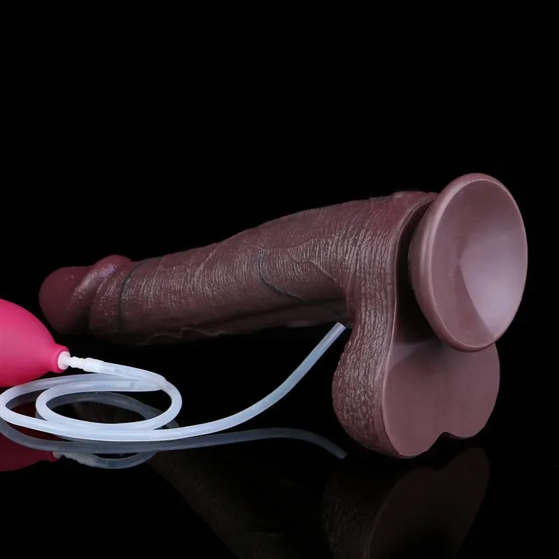 11.2 Inch Large Black Most Realistic Dual Layer Silicone Ejaculating Dildo 11 11.2 Inch Large Black Most Realistic Dual Layer Silicone Ejaculating Dildo 11