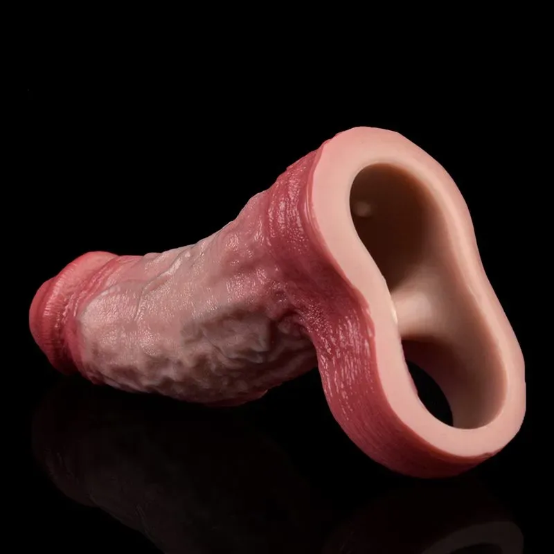 6.5 Inch 10 Vibration Liquid Silicone Real Lifelike Penis Sleeve 9 6.5 Inch 10 Vibration Liquid Silicone Real Lifelike Penis Sleeve 9