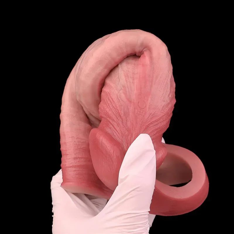 7.7 Inch Vibrating Cock Sheath Round Head Penis Enlargement Sleeve 10 7.7 Inch Vibrating Cock Sheath Round Head Penis Enlargement Sleeve 10