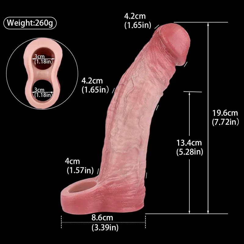 7.7 Inch Vibrating Cock Sheath Round Head Penis Enlargement Sleeve 1 7.7 Inch Vibrating Cock Sheath Round Head Penis Enlargement Sleeve 1