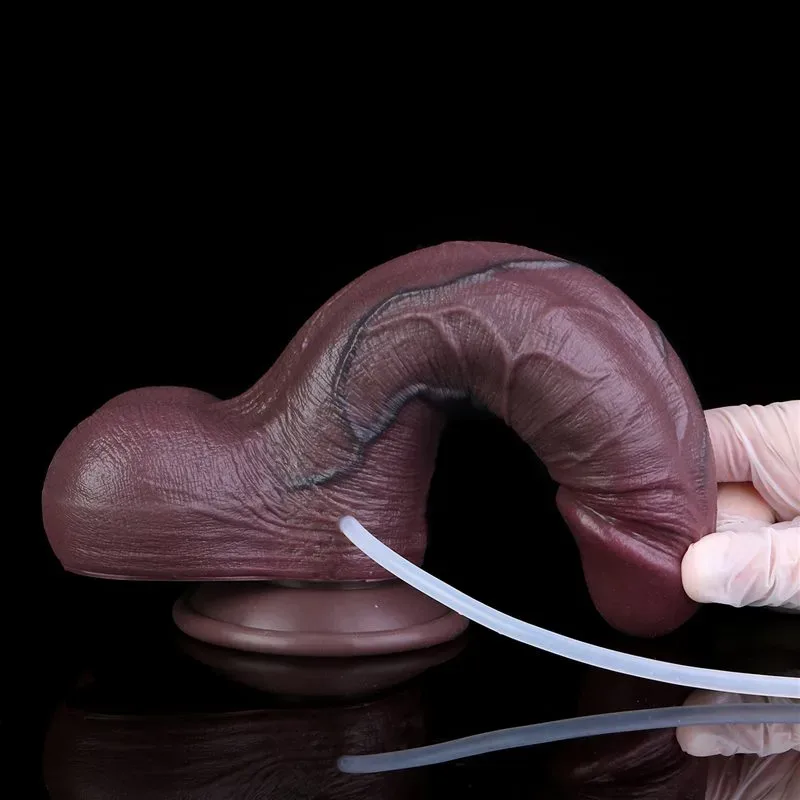 8.6 Inch Thick Black Double Layered Silicone Realistic Ejaculating Dildo 11 8.6 Inch Thick Black Double Layered Silicone Realistic Ejaculating Dildo 11