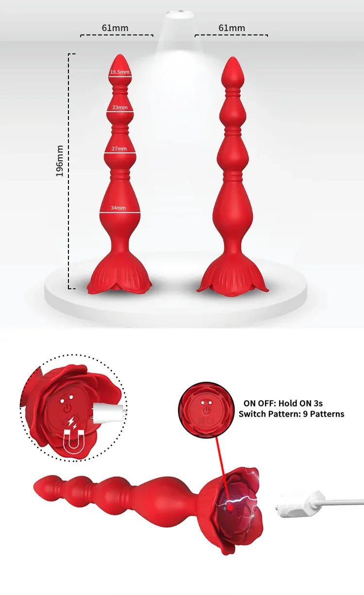 9 Vibration Red Anal Beads Vibrator for Men and Women 1 9 Vibration Red Anal Beads Vibrator for Men and Women 1