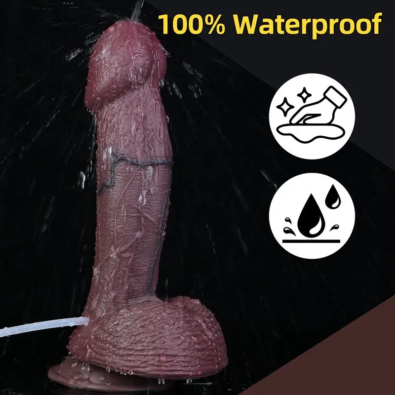 9.7 Inch Black Big Head Real Life Like Silicone Ejaculating Dildo 4 9.7 Inch Black Big Head Real Life Like Silicone Ejaculating Dildo 4