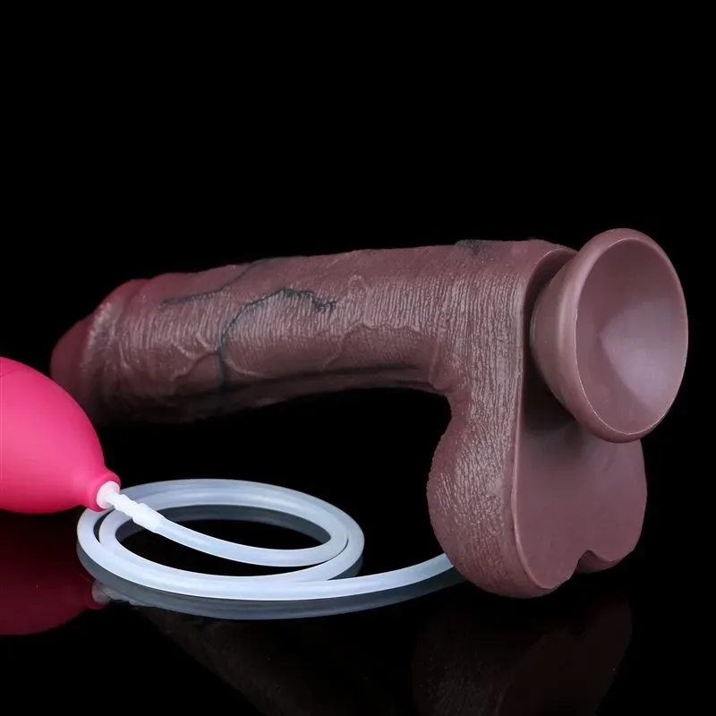 9.5 Inch Big Black Double Layer Silicone Ejaculating Dildo 11 9.5 Inch Big Black Double Layer Silicone Ejaculating Dildo 11