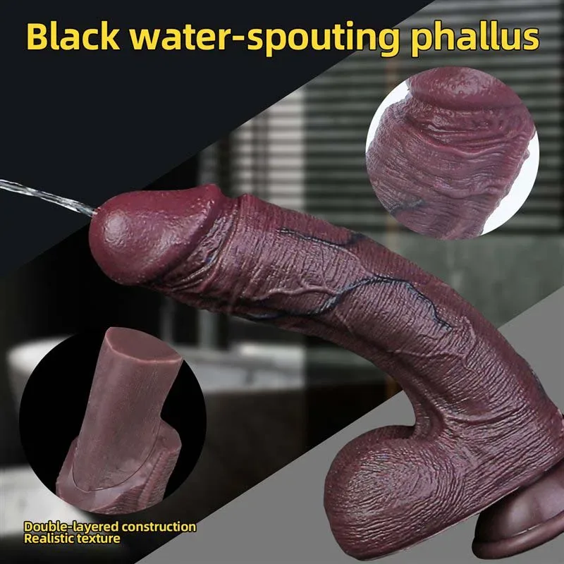 9.5 Inch Big Black Double Layer Silicone Ejaculating Dildo 2 9.5 Inch Big Black Double Layer Silicone Ejaculating Dildo 2