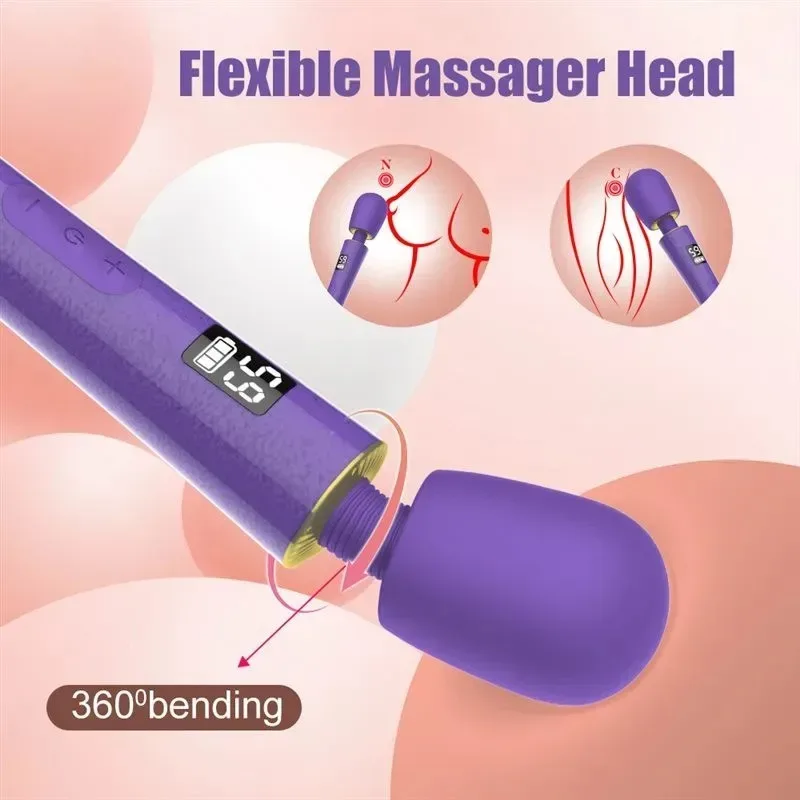 LED Display Screen 5 Speeds 9 Vibration Magic Wand Massager 2 LED Display Screen 5 Speeds 9 Vibration Magic Wand Massager 2