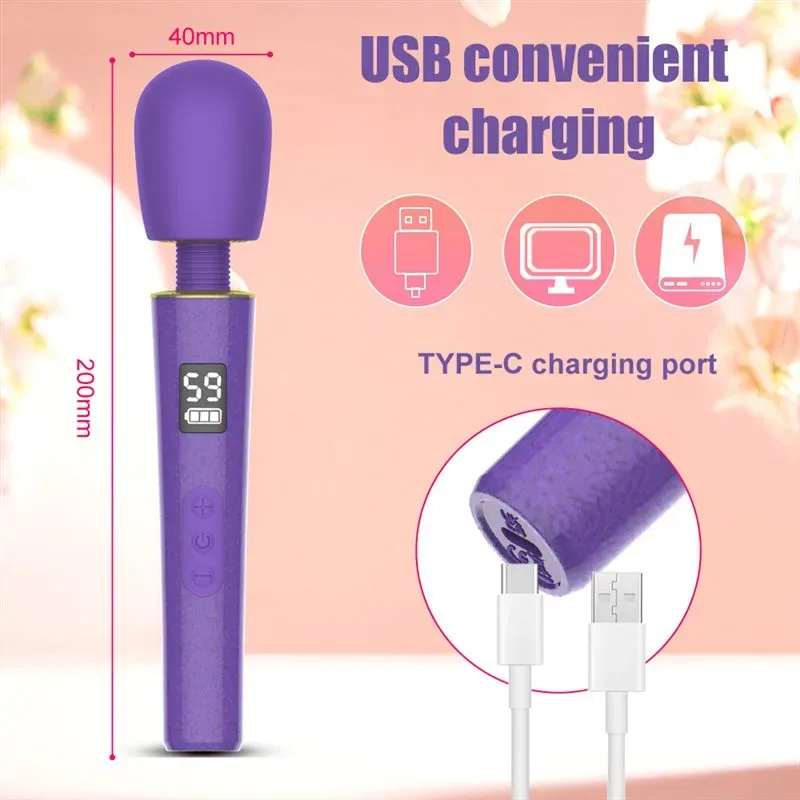 LED Display Screen 5 Speeds 9 Vibration Magic Wand Massager 5 LED Display Screen 5 Speeds 9 Vibration Magic Wand Massager 5