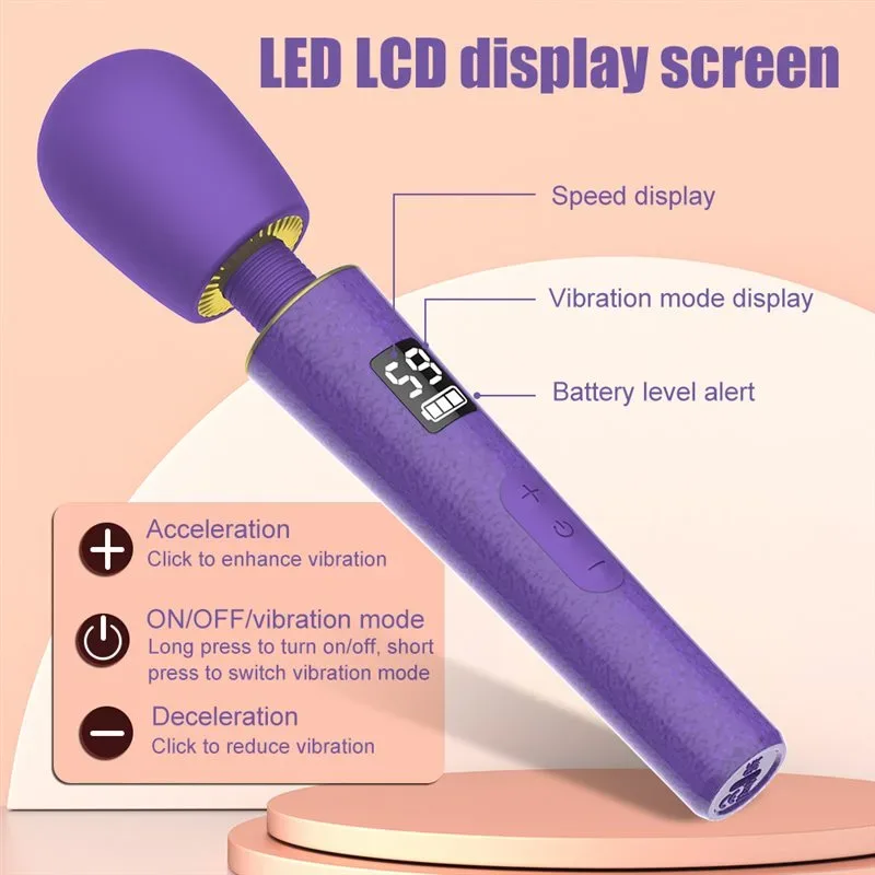 LED Display Screen 5 Speeds 9 Vibration Magic Wand Massager 4 LED Display Screen 5 Speeds 9 Vibration Magic Wand Massager 4