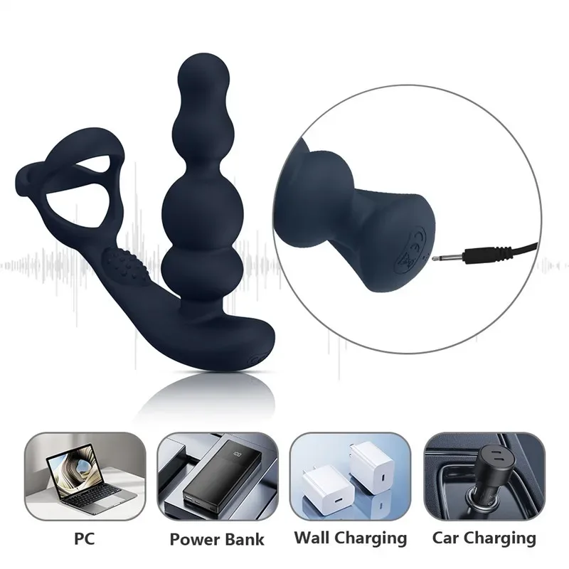 Rotating Vibrating Men Prostate Massager Anal Beads Vibrator 4 Rotating Vibrating Men Prostate Massager Anal Beads Vibrator 4