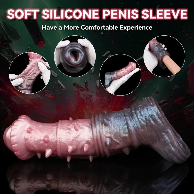 7.5 Inch Barbed Horse Cock Sleeve Fantasy Silicone Penis Extension 3 7.5 Inch Barbed Horse Cock Sleeve Fantasy Silicone Penis Extension 3