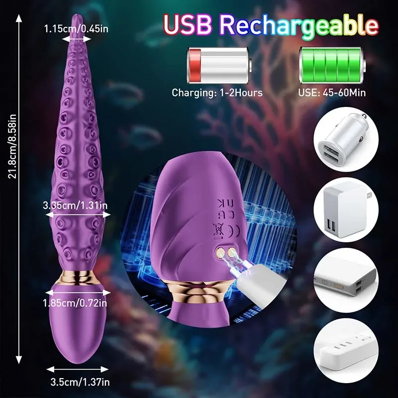 Purple Vibrating Octopus Tentacle G-Spot Dildo Vibrator 4 Purple Vibrating Octopus Tentacle G-Spot Dildo Vibrator 4