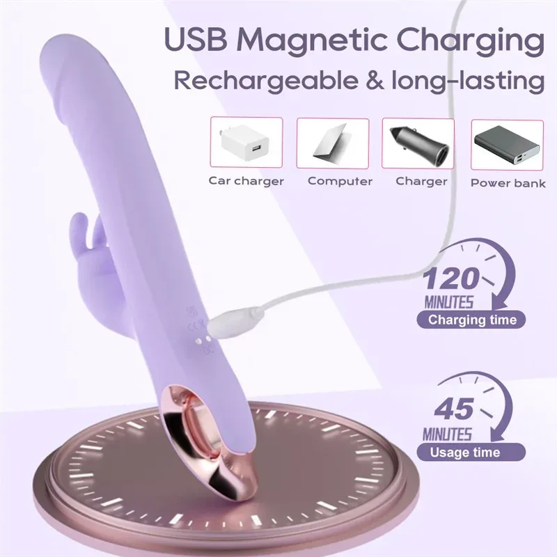 Purple Dual Motor Vibration G-Spot Rabbit Dildo Vibrator 5 Purple Dual Motor Vibration G-Spot Rabbit Dildo Vibrator 5