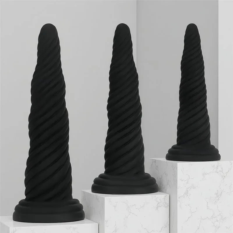 8/10.5/12 IN Black Silicone Unicorn Horn Dildo Anal Plug 2 8/10.5/12 IN Black Silicone Unicorn Horn Dildo Anal Plug 2