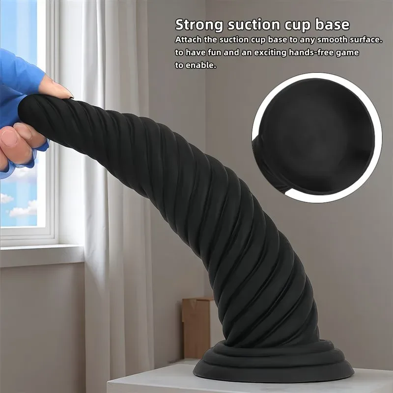 8/10.5/12 IN Black Silicone Unicorn Horn Dildo Anal Plug 6 8/10.5/12 IN Black Silicone Unicorn Horn Dildo Anal Plug 6