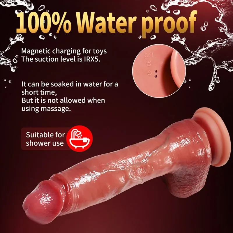 8.5 Inch Realistic Silicone Heated Vibrating Thrusting Dildo 8 8.5 Inch Realistic Silicone Heated Vibrating Thrusting Dildo 8