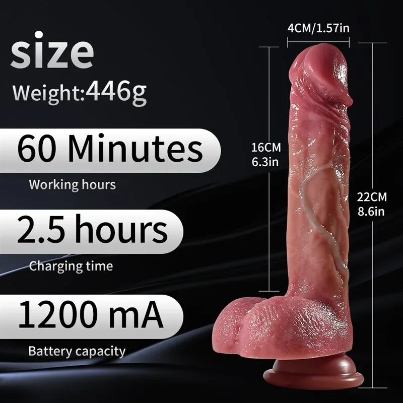 8.5 Inch Most Realistic Silicone Heating Vibrating Thrusting Dildo 2 8.5 Inch Most Realistic Silicone Heating Vibrating Thrusting Dildo 2