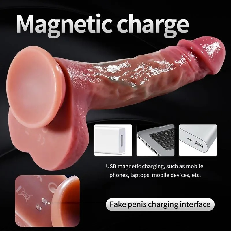 8.5 Inch Most Realistic Silicone Heating Vibrating Thrusting Dildo 7 8.5 Inch Most Realistic Silicone Heating Vibrating Thrusting Dildo 7