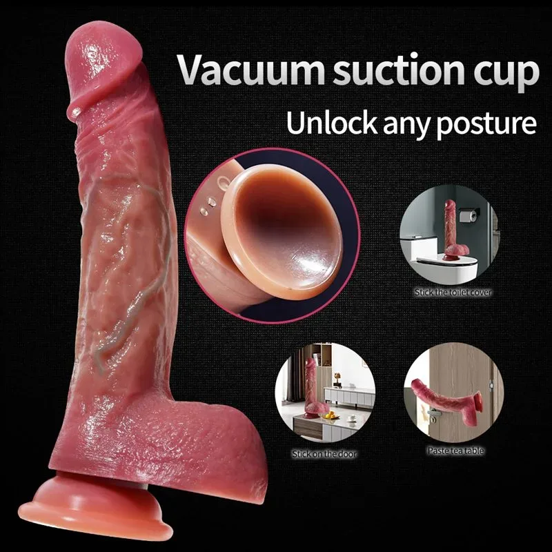 8.5 Inch Most Realistic Silicone Heating Vibrating Thrusting Dildo 6 8.5 Inch Most Realistic Silicone Heating Vibrating Thrusting Dildo 6