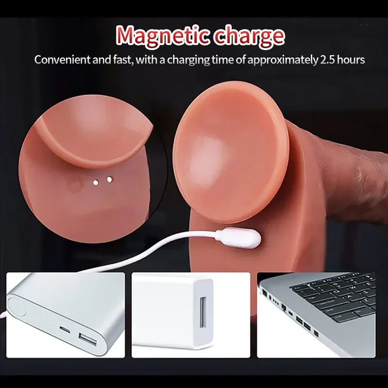 9.5 Inch Big Heating Thrusting Realistic Silicone Dildo Vibrator 4 9.5 Inch Big Heating Thrusting Realistic Silicone Dildo Vibrator 4