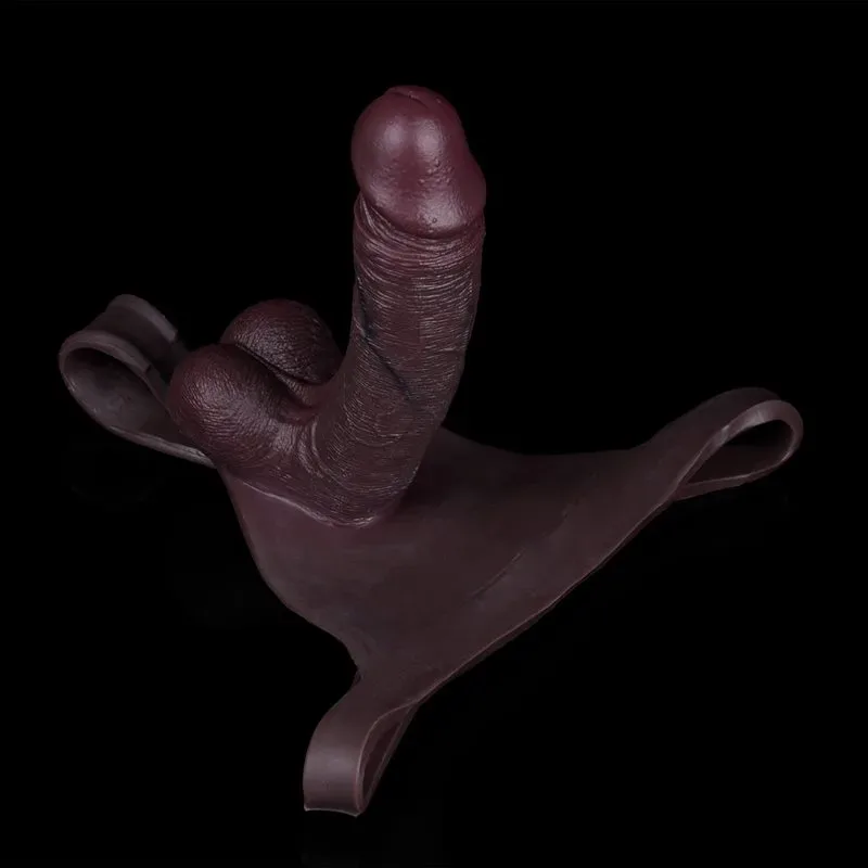 Men's Black Realistic Silicone Hollow Penis Sleeve Thong 7 Men's Black Realistic Silicone Hollow Penis Sleeve Thong 7