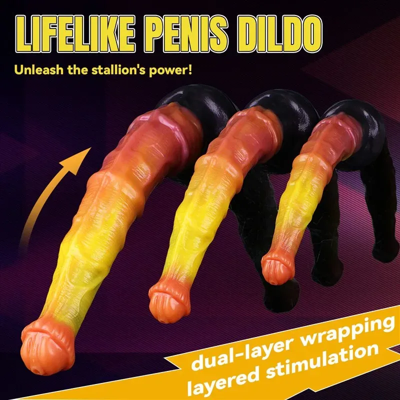10.8/13.8/17.4 Inch Large Lifelike Dual Layer Silicone Horse Stallion Dildo 2 10.8/13.8/17.4 Inch Large Lifelike Dual Layer Silicone Horse Stallion Dildo 2