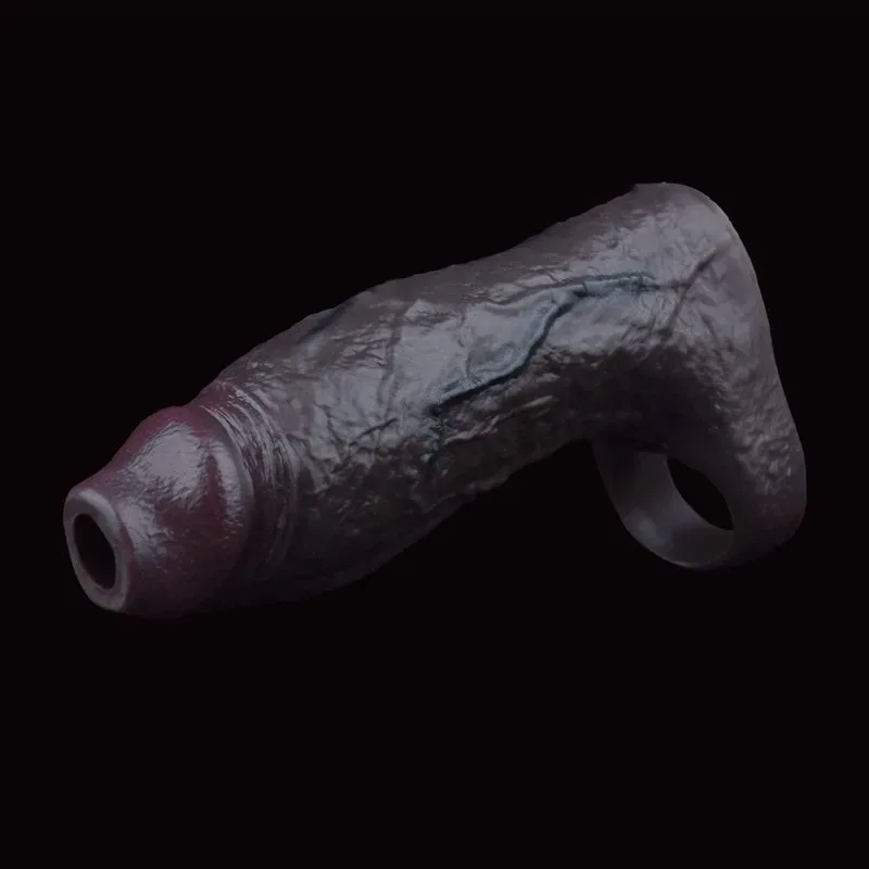 5.5 Inch Black Open Head Elastic Silicone Penis Extension Sleeve 5 5.5 Inch Black Open Head Elastic Silicone Penis Extension Sleeve 5