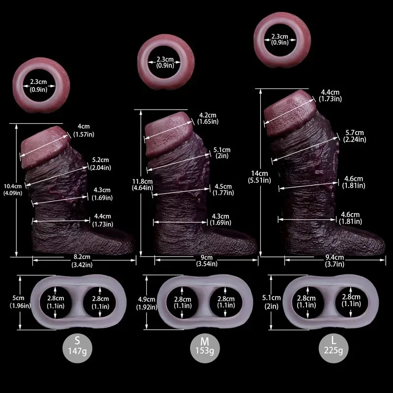 4/4.6/5.5 Inch Black Open Headed Realistic Penis Enhancer Sleeve 1 4/4.6/5.5 Inch Black Open Headed Realistic Penis Enhancer Sleeve 1