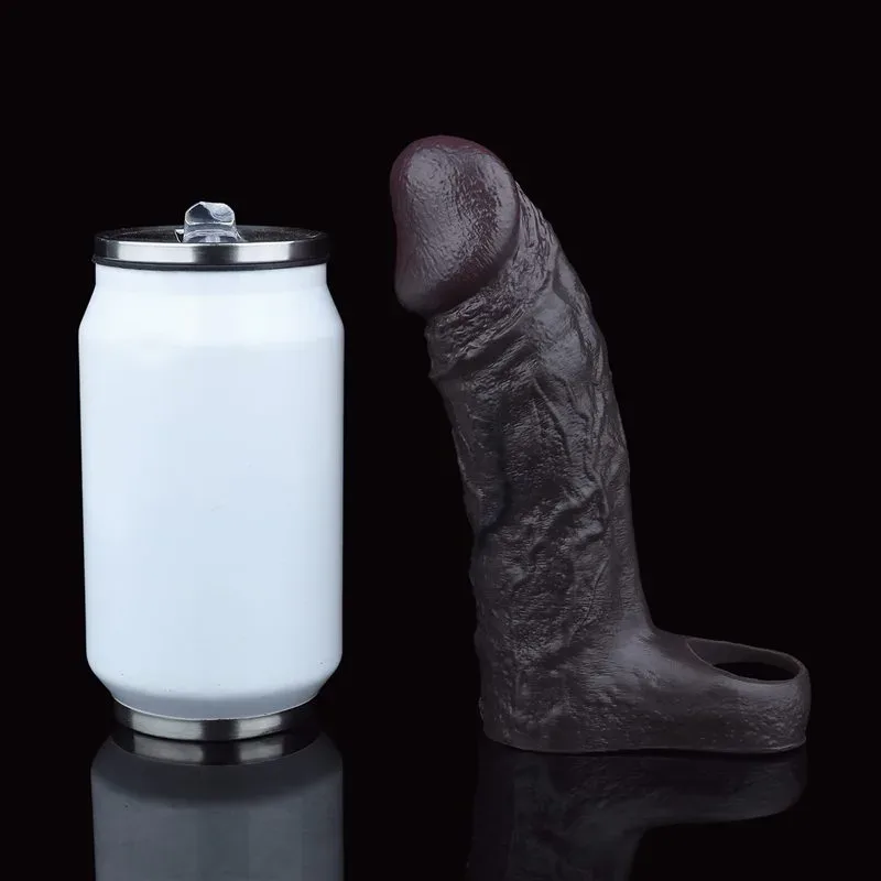 6.3 Inch Black Elastic Silicone Realistic Penis Extender Sleeve 5 6.3 Inch Black Elastic Silicone Realistic Penis Extender Sleeve 5