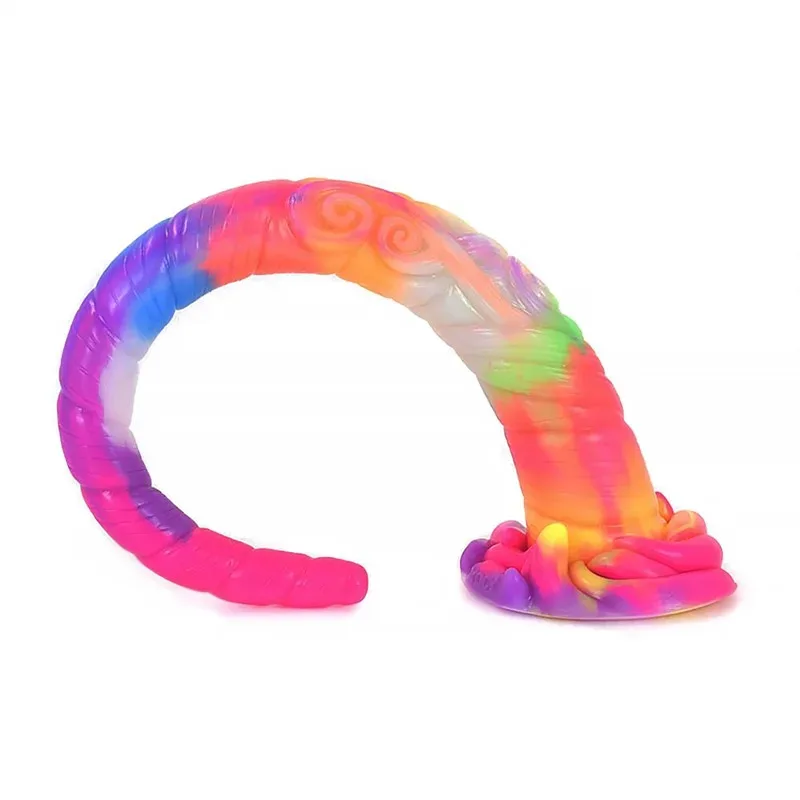 227ba47d60d0c9a9 18 Inch Long Slim Luminous Octopus Tentacle Silicone Anal Dildo