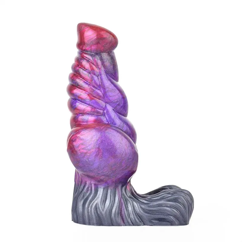0592d8499656e530 Big Knotted Penis Sleeve Purple Silicone Dog Cock Sheath